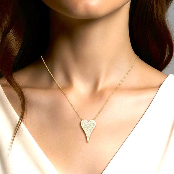 XL pave diamond heart 16-18 adjustable - Picture 5 of 7